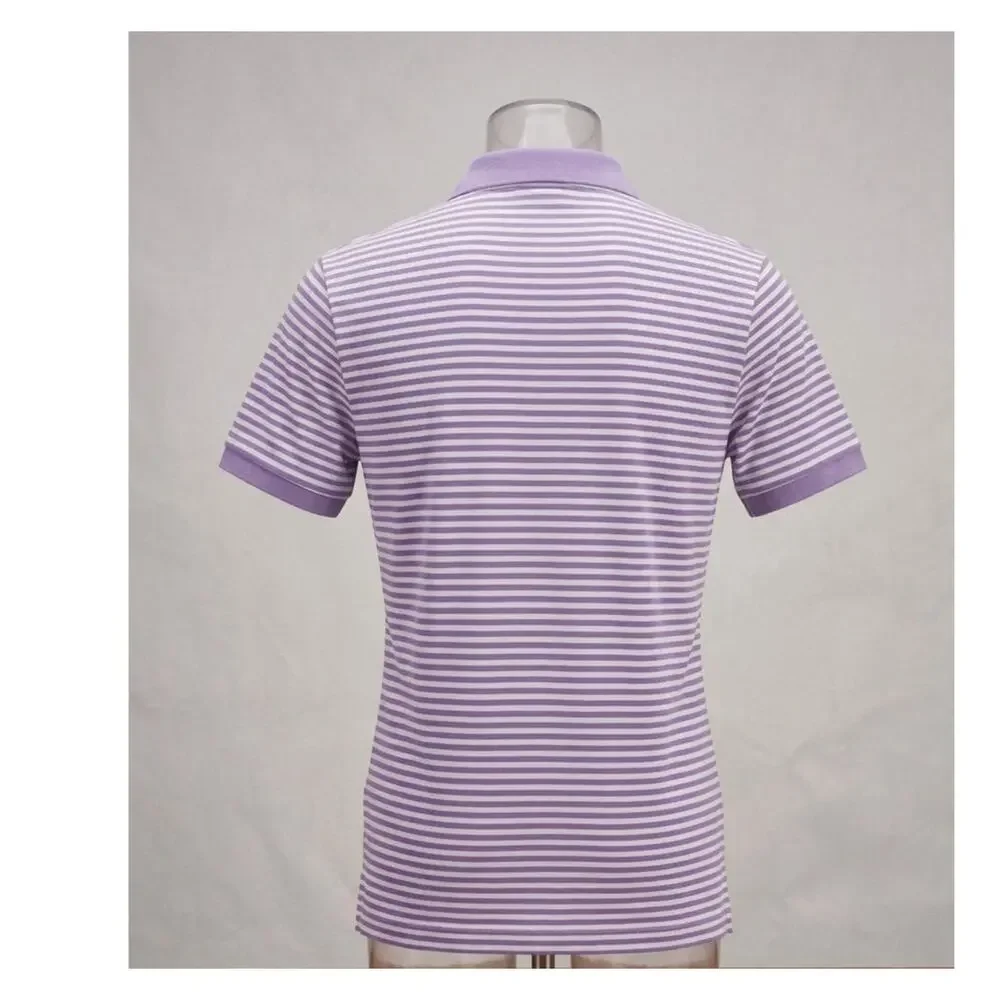 Polo Ralph Lauren Men's Custom Fit Striped Polo Shirt Purple White Size L